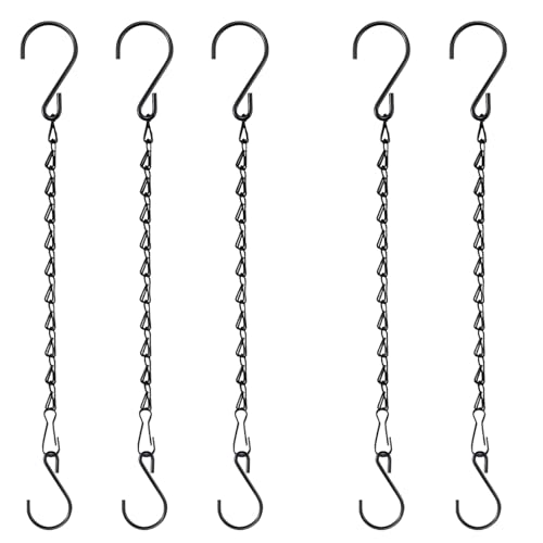 Fetanten Chain for Hanging Plants 10 Inch Black Plant Chains for Hanging Planter Baskets Kits with Hooks for Bird Feeder Wind Chime Small Chains Perfect for Indoor Outdoor Decor (5 PCS)