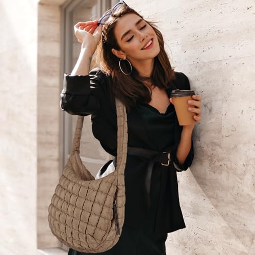 Image of Puffer Tote Bag Quilted Carryall Bag Crossbody Bag Puffy Shoulder Bag for Women Lightweight Hobo Bags