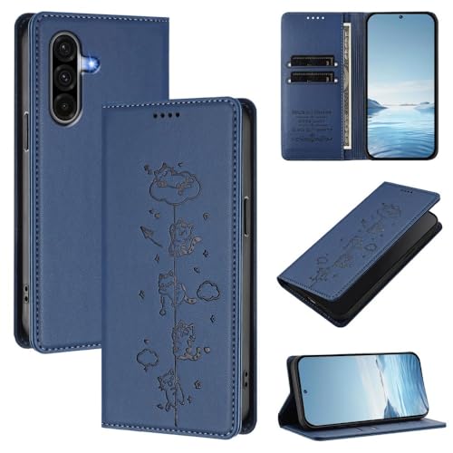 Protection Samsung Galaxy A15 4G 5G : Portefeuille Cuir Aimanté Bleu Foncé