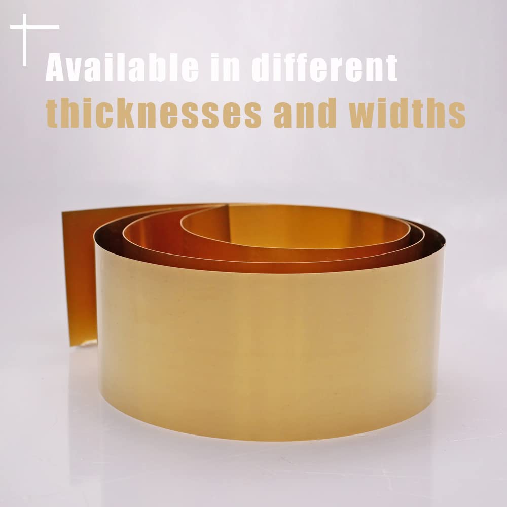 Feelers Copper Metal Brass Sheet Roll 1000mm X 100mm X 002mm, Film Brass Foil