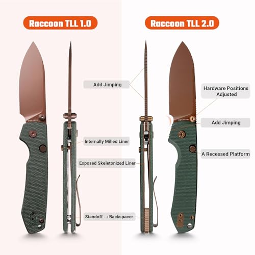 Image of Vosteed Raccoon2.0 EDC Folding Pocket knife with Clip, Top Liner Lock Knife with 3.25 inch Sandvik 14C28N Steel Blade, Micarta Handle for Camping, Hiking - A2905