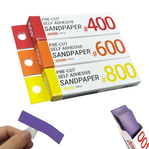 HUBEST 48pcs Self-Adhesive Sandpaper 400/600/800 Grit for Gundam & Models