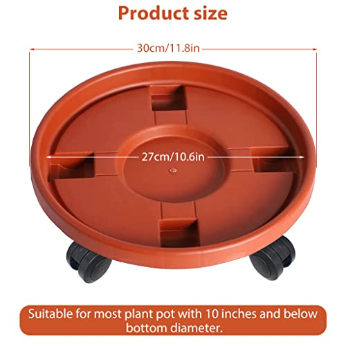Image of HASTHIP Plant Stand 30CM Plastic Caddy with Locking 4 Wheels Indoor | Smooth Rolling Support for Heavy Pots, Lockable Mobility, Durable Plastic Build, Suited for Indoor and Outdoor Use