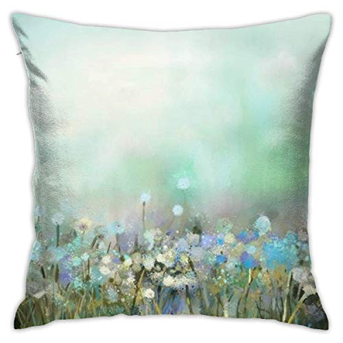 DJNGN Pillowcase Ölgemälde Wildblumen Frühling Blumen Saisonale Natur Wiesen Blumen Grün Kissenbezug, Doppelseitiger Druck, Ver - Mehr Infos/Bestellen