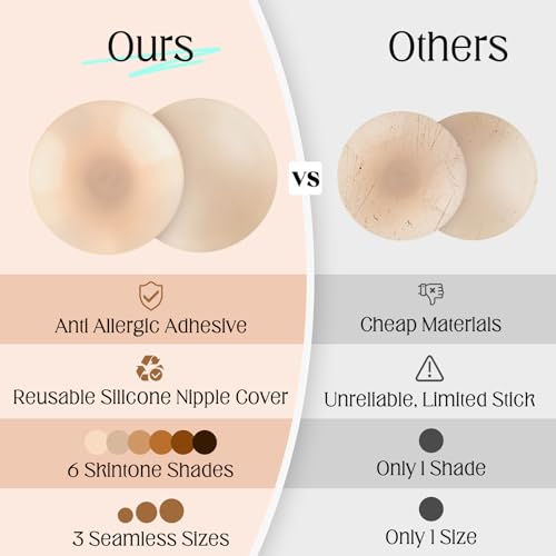 Nipple Covers - Sticky Adhesive Silicone Nipple Pasties,reusable Seamless pasty Nipple Pasties for women3