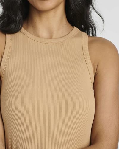 Image of 3 Pack Women's Ribbed Mini Sleeveless Tank High Neck Dresses Casual Dress