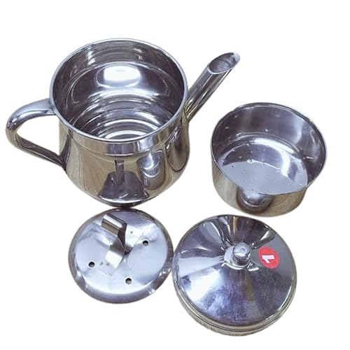Image of Premium Stainless Steel Stovetop Espresso Moka Pot | South Indian Style Traditional brewing method Drip Decoction Maker Coffee Percolator Kettle Filter (Percolater 120ML, SIZE 1)