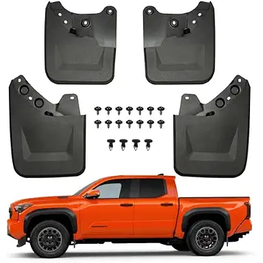Mud Flaps Splash Guards Fit for Toyota Tacoma 2024-2026, 4PCS No Drilling Pickup Wide Mudguards Kit, 4th Tacoma Truck Exterior Accessories Front & Rear Tire, All Road & All Weather Protect Wheel Liner