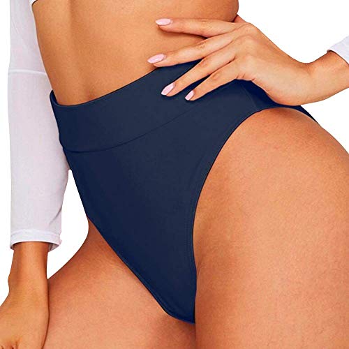 Firpearl Women's High Waisted Bikini Bottoms Tummy Control Swim Shorts Swim Brief Us10 Navy #TOP1