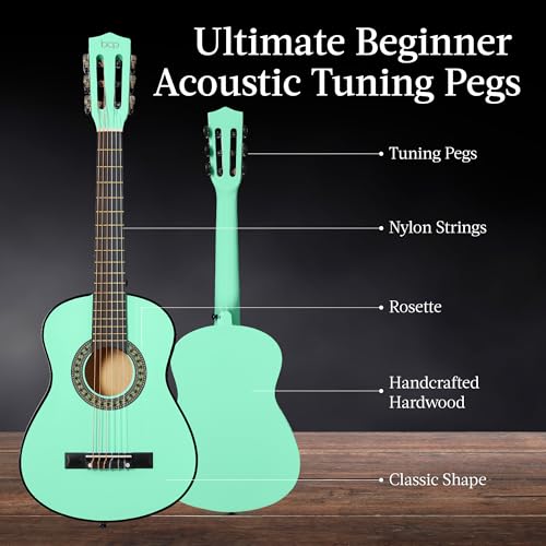 Image of Best Choice Products 30in Kids Acoustic Guitar Beginner Starter Kit with Electric Tuner, Strap, Case, Strings - SoCal Green