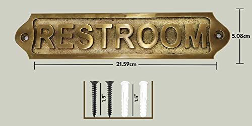 Sam Star Brass Metal Door Sign Plaques| Antique Finish| Easy Diy Installation Plaques| Best Home Decor Plaques| Plaques For Gents, Ladies, Office, Laundry, Restroom, Push, Pull, Parking (Restroom) #TOP1