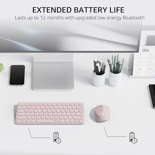 RAPOO Bluetooth Keyboard and Mouse - 9010M Multi-Device Wireless Keyboard and Mouse, 2.4GHz/Bluetooth 5.0/4.0 Portable Keyboard for Windows/Mac/Linux/Chrome, Support 4 Devices, Silent Click, Pink by Rapoo - Used condition - Image 8