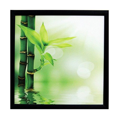 Image of eCraftIndia '3D Beautiful Plant Design Satin Matt Texture' UV Art Painting (Synthetic Wood, 28 cm x 2 cm x 28 cm, Green and White)