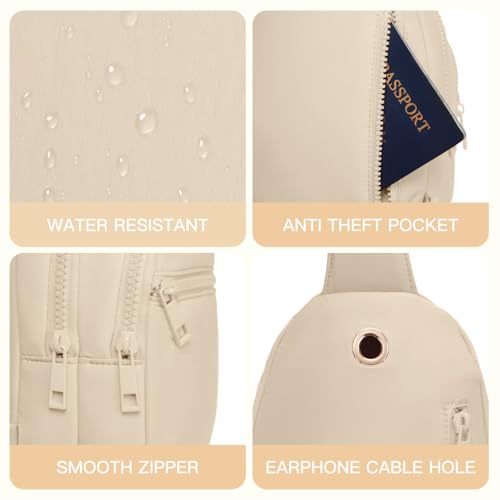 Image of Viverte Quilted Puffer Crossbody Bags for Women Small Puffy Sling Bag Lightweight Cross Body Bubble Purse Shoulder Bag for Travel (Beige)