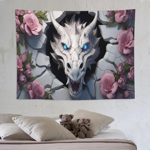Tapisserie d'art murale dragon PAZZK grand format aux finitions soignées