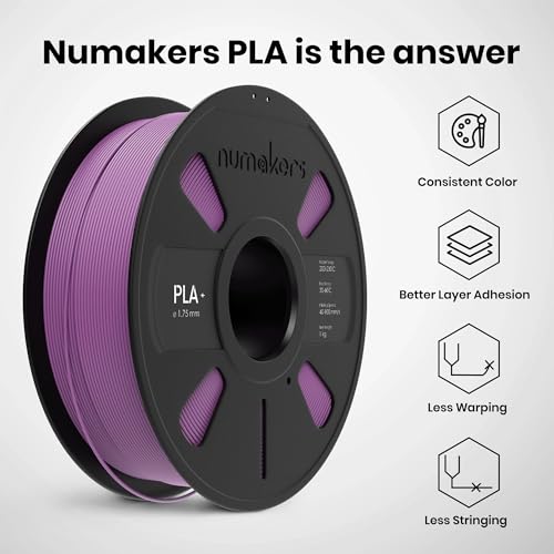Image of NUMAKERS PLA+ 3D Printer Filament, 1.75mm, Dimensional Accuracy + /- 0.03 mm, 1 kg Spool (2.2 lbs), Compatible with Most FDM Printers (Mauve Purple)