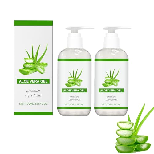 Gel de aloe vera 100 % puro, 100 ml, gel de aloe vera orgánico para la cara, crema hidratante natural, calmante y nutritiva después del sol, cuidado hidratante diario (2)