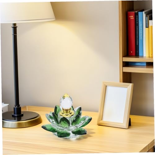 Flacon de parfum en verre cristal vert d'exception forme lotus épurée