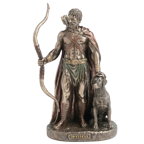 Estatua Odiseo y Argos 17 cm Resina Acabado Bronce