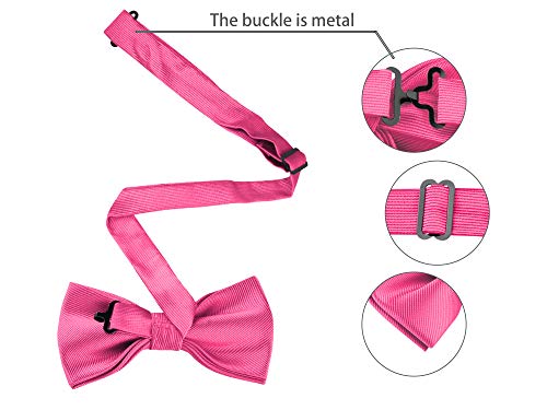 Allegra K Tie Set For Men Satin Necktie Bowtie Pocket Square Solid Color For Wedding Business One Size Fuchsia #TOP2