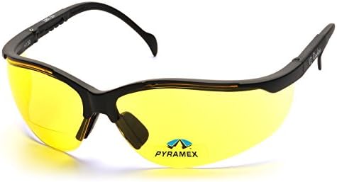 Pyramex V2 Bifocal Reader Safety Glasses Protective Eyewear, 2.5 Diopters, Amber