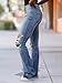 Flamingals Women's Bell Bottom Jeans Flared Ripped Stretchy Mid Rise Cut Out Distressed Denim Bootcut Jeans Mid Blue L