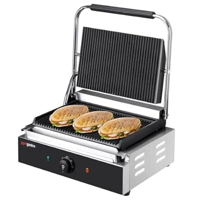 GGM Gastro | KGJ442 | Kontaktgrill - 2,2 kW - oben & unten Gerillt - Grillfläche: 345x235mm – Bild 4