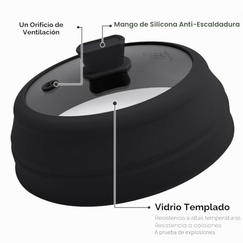 Cubierta de salpicaduras de microondas de vidrio templado y silicona resistente al calor 5