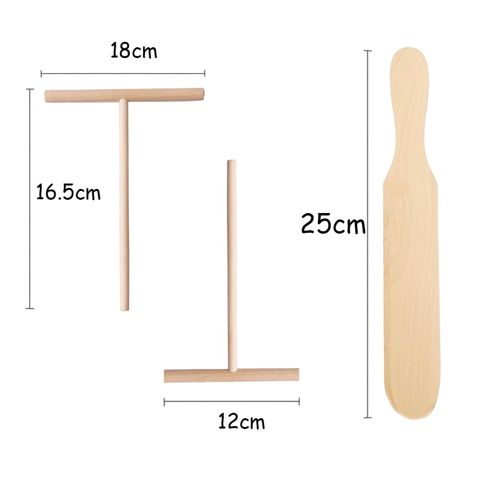 3 Pcs Crepe Spatule Bois,Etaleur Crepe,Râteau Spreader