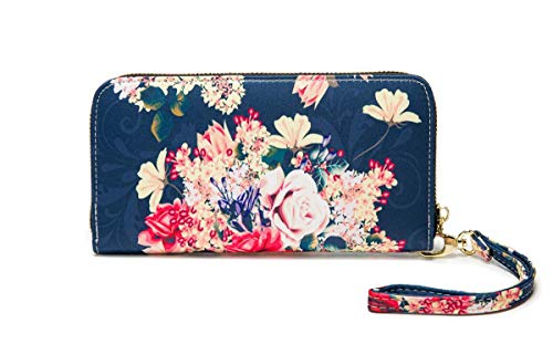 LOVESHE Women wallet RFID Blocking Purse Credit Card Clutch Zip Around Phone Clutch Large Travel Purse Wristlet Bohemian(FlowerB) - Thumbnail 7
