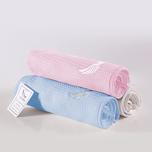 Selarus 100% Turkish Cotton Hair Towel Wrap For Women,Non Microfiber,Super Absorbent,Antifrizz,Plopping Hair Drying Waffle Bath Towels For Curly,Long&Thick Hairs,Turban Head Wrap,1Pack10X26Inc(Pink) #TOP5