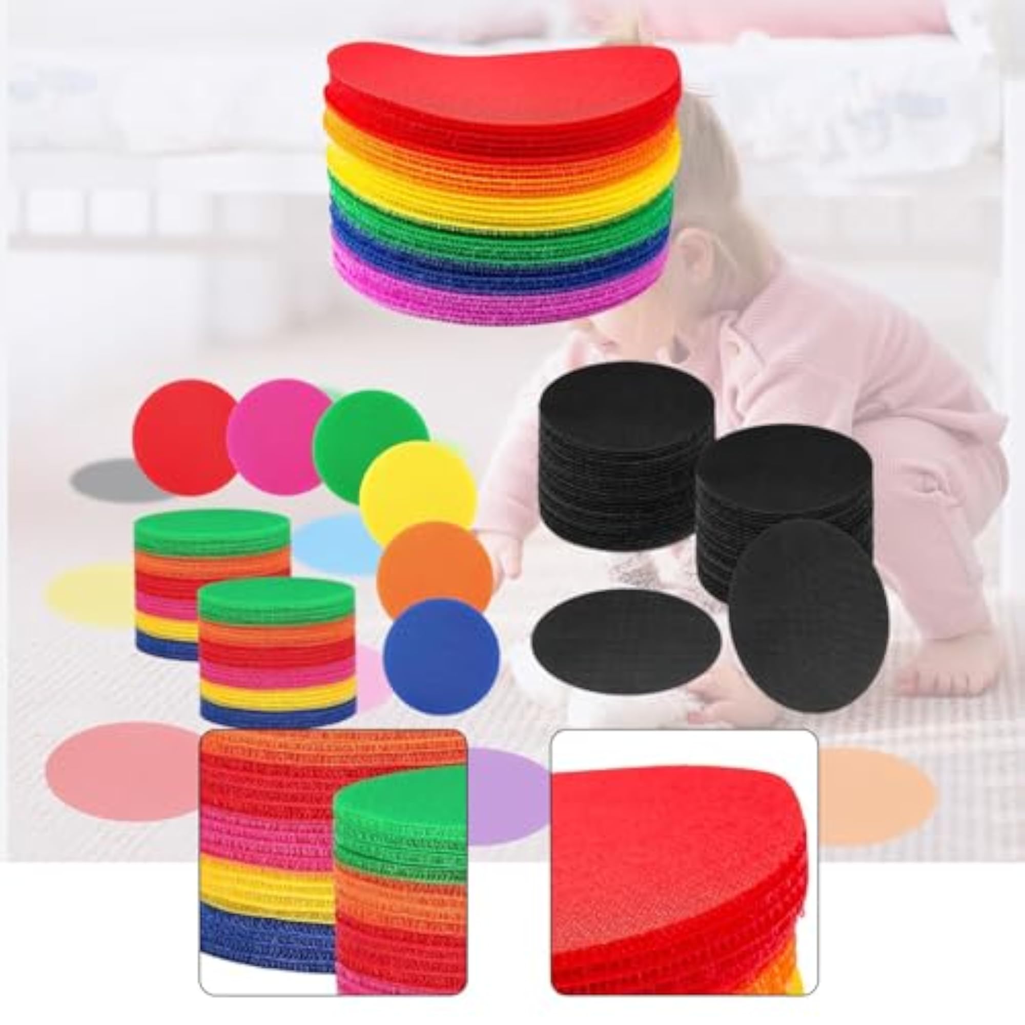 Carpet Dots Markers Round 10cm, Multicolor, 36PC