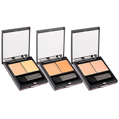 Wonders Of The World Concealer Duo By Vasanti - Hide Dark Circles, Scars - Colour Correcting Full Coverage Concealer Duo - Includes A Colour Corrector & Concealer With Mirror/Mini Brush (Y2 - Yellow) #TOP1