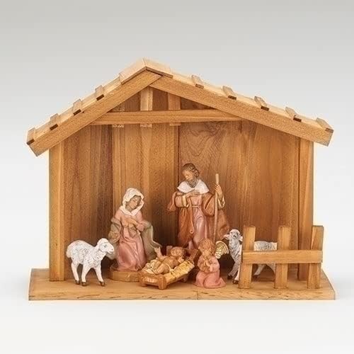 Fontanini by Roman, My First Nativity 6-Piece Starter Set, 5" Collection, Nativity Figures and Stable