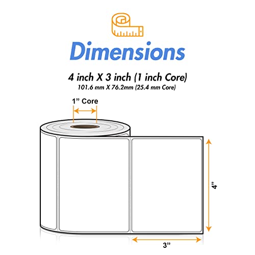 Officesmartlabels – 4" X 3" Direct Thermal Labels - Compatible With Zebra & Rollo Desktop Label Printers And More – 1” Core, Permanent Adhesive & Perforated [10 Rolls, 5000 Labels] #TOP3