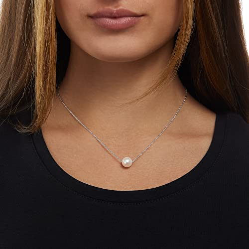 Amazon Essentials Sterling Silver Freshwater Pearl Pendant Necklace 16", Silver #TOP1