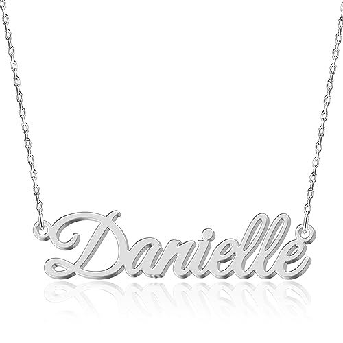UMAGICBOX Personalized Silver Name Necklace Danielle - Customizable Engraved Stainless Steel Pendant for Women - Unique Gift for Birthdays, Anniversaries, Graduations, and Valentine's Day
