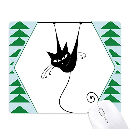 Tapis de souris chat noir halloween et sapin vert en caoutchouc antidérapant pour bureau