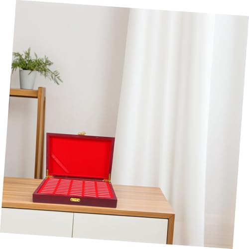 Caja de madera para monedas con tapa y organizador rojo 50 unidades miniatura 5