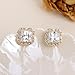 Sonateomber Gold Square Cubic Zirconia Moissanite Stud Earrings for Women, Sparkly White Diamond Rhinestone April Birthstone Earings Birthday Prom Wedding Accessories Fashion Jewelry Gift