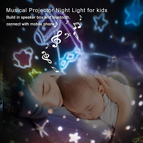 Rotatable Starry Projector Night Lights For Kids Room.bluetooth Music Lamp For Baby Bedroom.birthday Gift/Holiday Gifts For Girls And Boys.stars, Moon And Galaxy Can Help Children Sleep Better. #TOP4