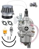 LUNEKUCK Carburateur Pocket Bike 47cc 49cc PZ13 Carburateur 13 mm pour Moteur 2 Temps Carbu pour Pocket Quad Mini Moto Kart Dirt Bike avec Filtre à Air et Bougie
