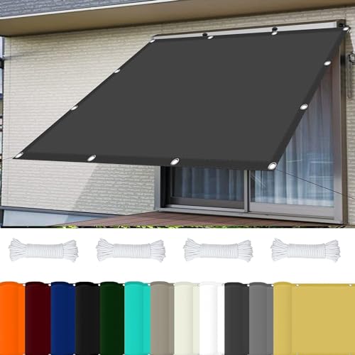 Sonnensegel Baldachin 3 x 9 m 98% UV Schutz Sonnensegel Terrassenüberdachung mit Ösen Und Kordel,PES Polyester für Balkon Terrasse Garten Camping, Dunkelgrau