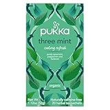Pukka Tisane, Three Mint, Tisana ai Tre Tipi di Menta, 100% Biologico, Senza Caffeina, Ingredienti Selezionati in Modo Etico, Per una Dolcezza Vibrante Fresca e Suprema, 20 Filtri