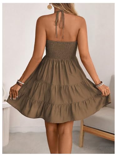 Image of SOLY HUX Women's Summer Mini Dress Halter Backless Flowy Cami Sundress