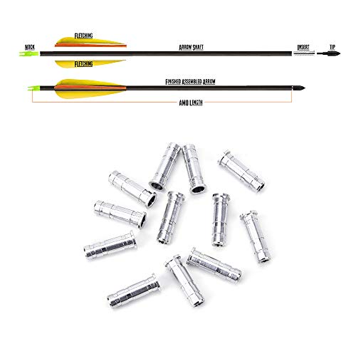 Lux Aluminum Arrow Inserts 12 Pack Inserts For Carbon Arrows .244/6.2Mm Shaft Insert Screw Archery Accessories #TOP6
