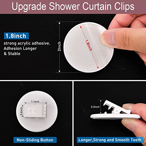 Mate Leon Shower Curtain Clips Windproof Clips , Shower Splash Guard Curtain Clip , Self Adhesive Shower Curtain Clips Splash (White, 8) #TOP2