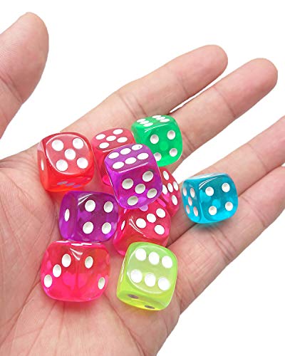 50 Pieces 6 Sided Dice Set,16MM Acrylic Dice 10 Colors - Thumbnail 4