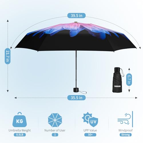 Yoobure Small Mini Umbrella with Case Light Compact Design Perfect for Travel Lightweight Portable Parasol Outdoor Sun&Rain Umbrellas