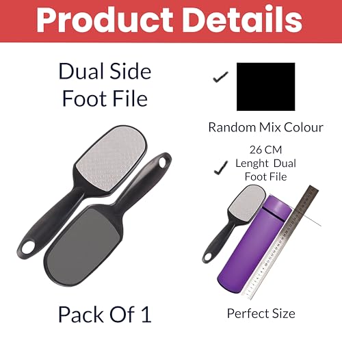 Image of TEMPERIA (1pc) Foot Scrubber for Dead Skin - Double Sided Pedicure Kit for Women - Feet File Scrub Tools, Heel Scraper Filer & Leg Cleaner Brush - Easy to Use (Multicolour) (HF775)